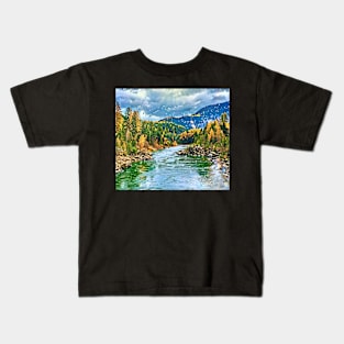 By The River Side (River In The Woods) Kids T-Shirt